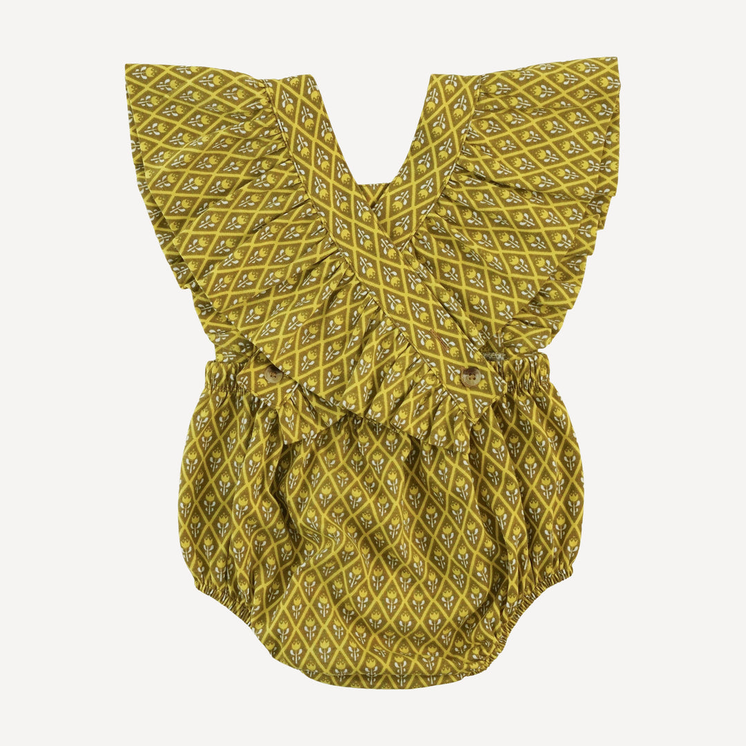 ruffle strap bubble | retro diamond floral | organic cotton jersey