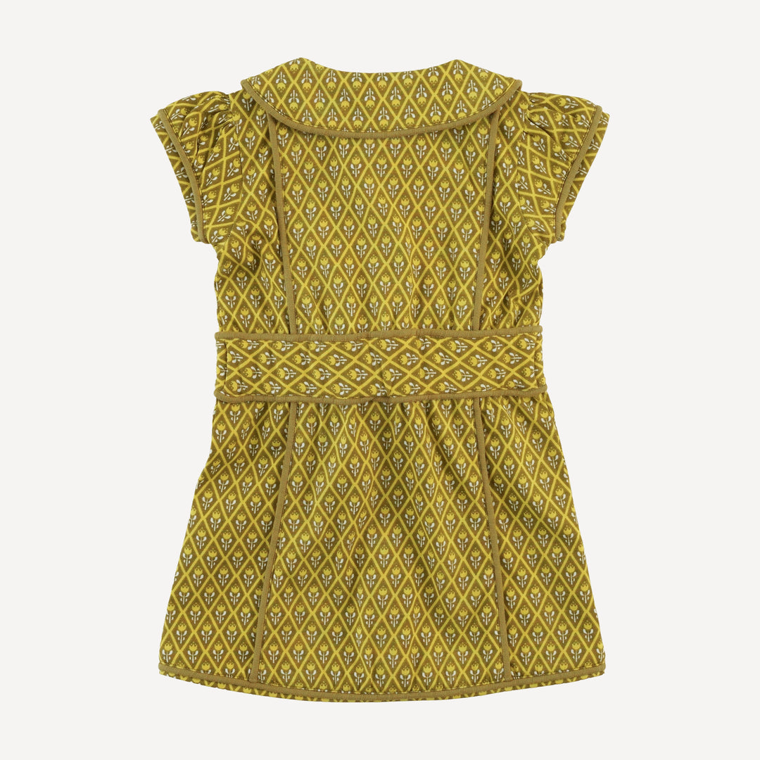 short sleeve violet dress | retro diamond floral | organic cotton jersey