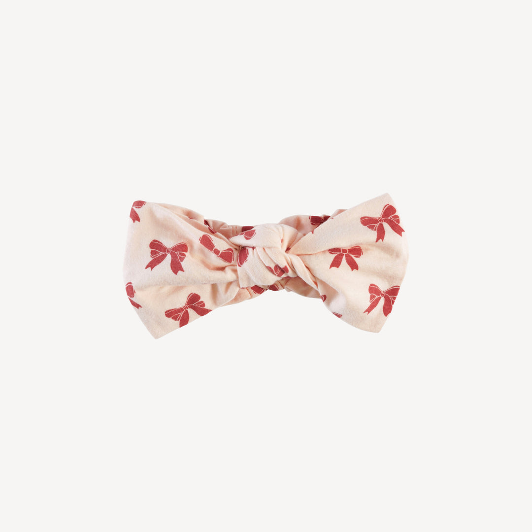 large bow elastic headband | peach bows | bamboo