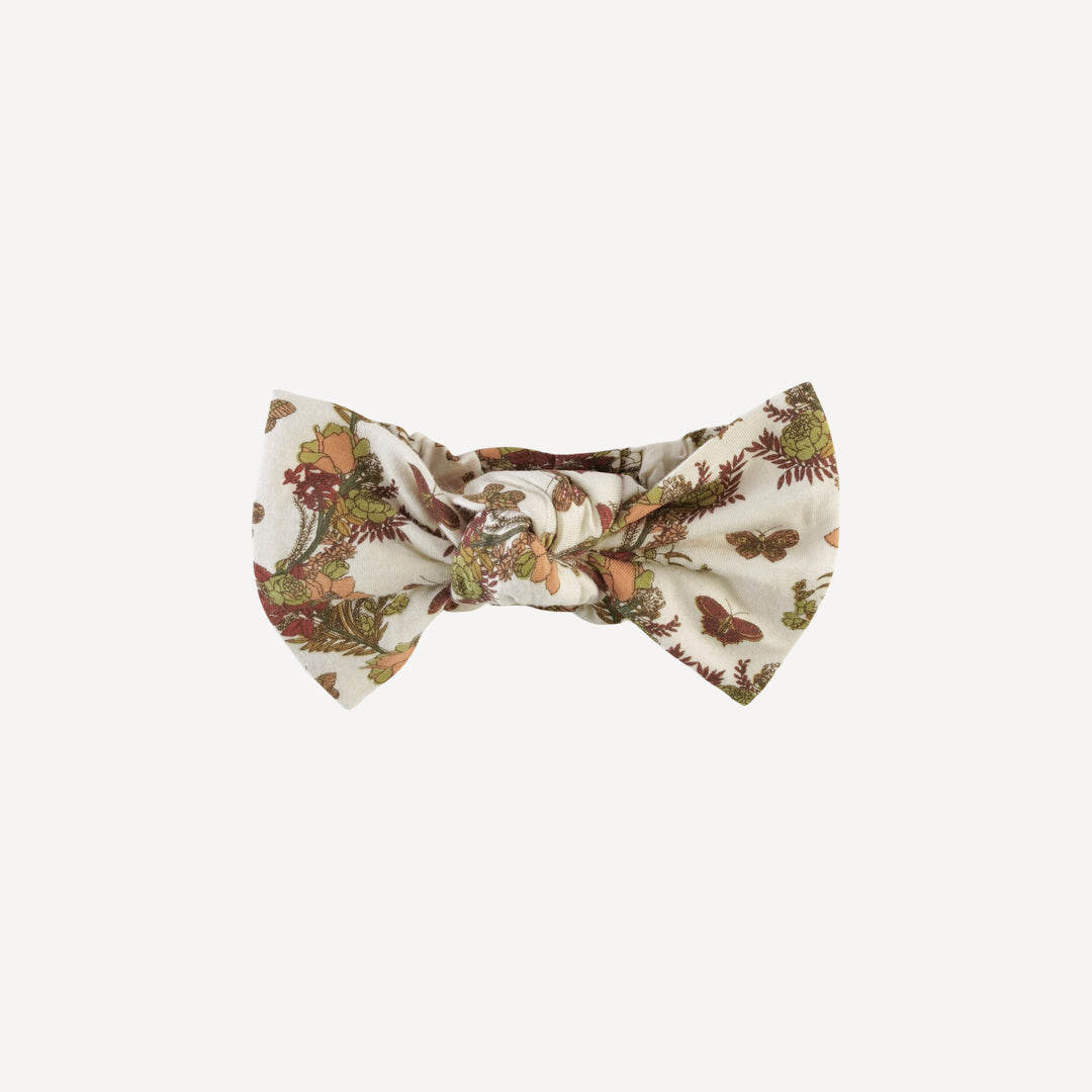 large bow elastic headband | forest floral butterfly | bamboo