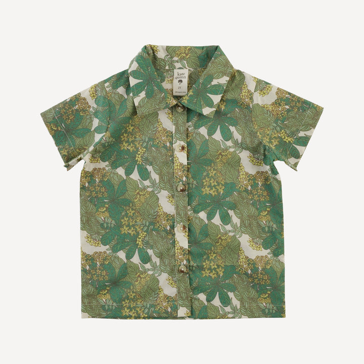 short sleeve button down top | endive goldilocks floral | organic cotton woven