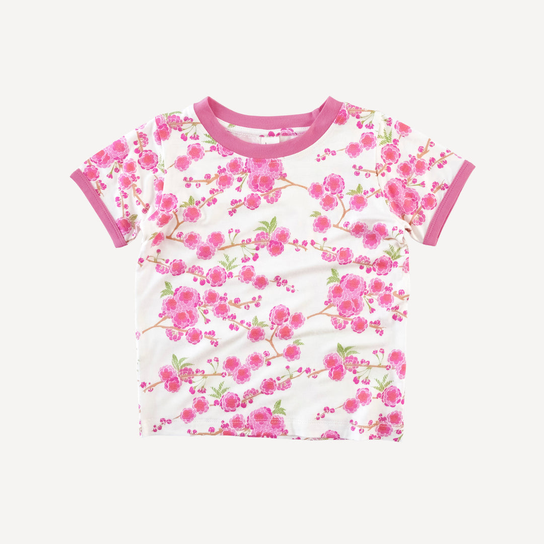 short sleeve ringer tee | pink cherry blossom | bamboo
