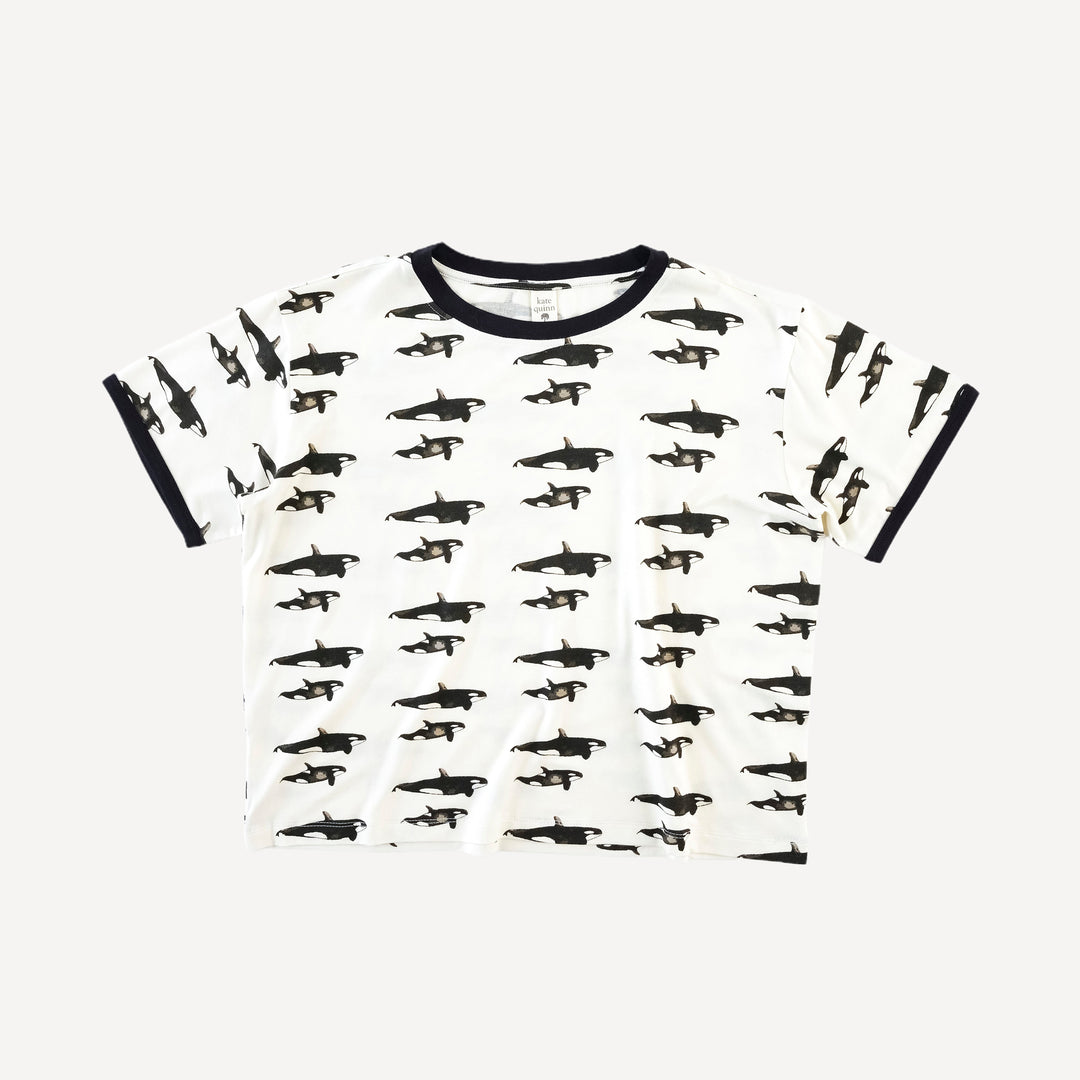 tween short sleeve ringer tee | orcas | bamboo
