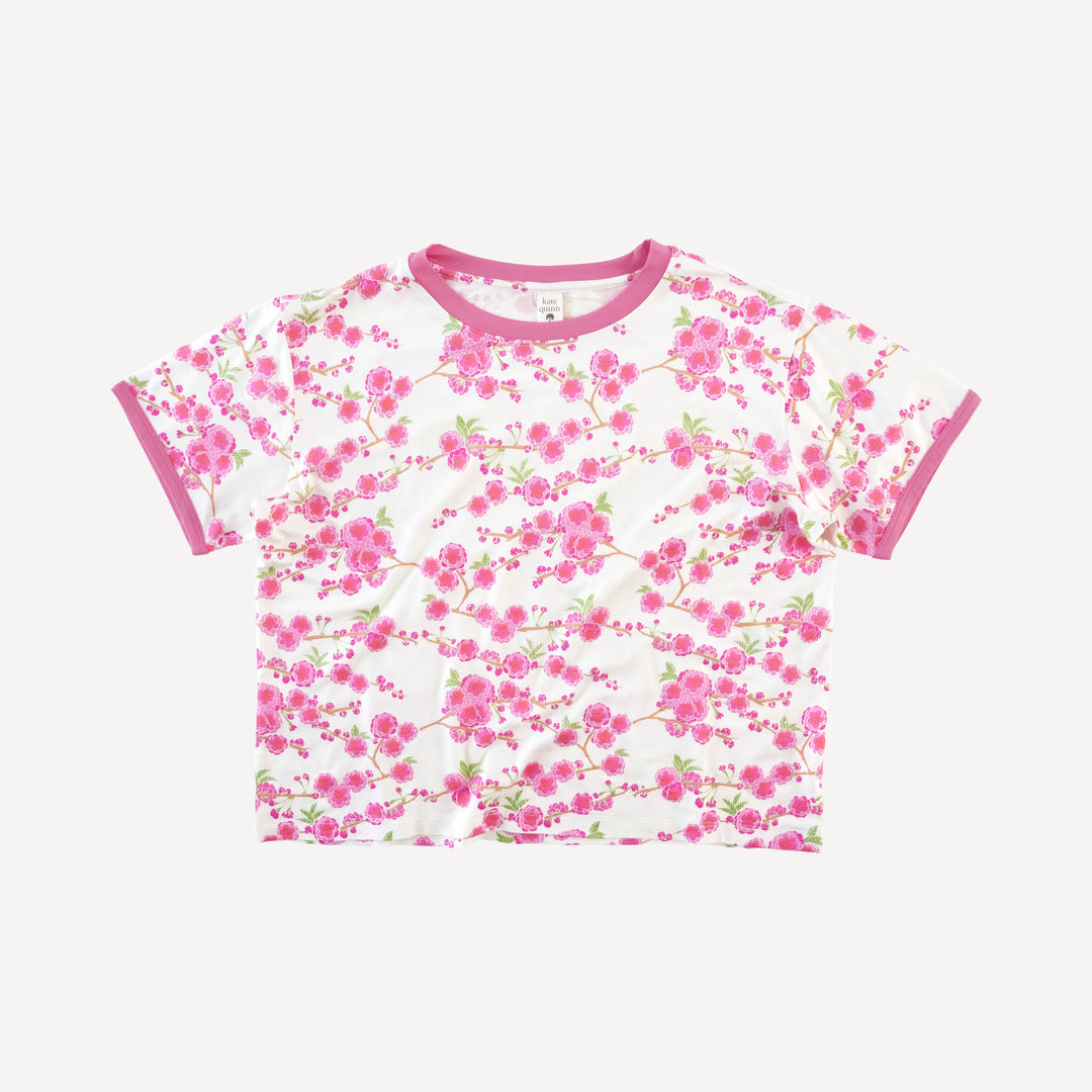 tween short sleeve ringer tee | pink cherry blossom | bamboo