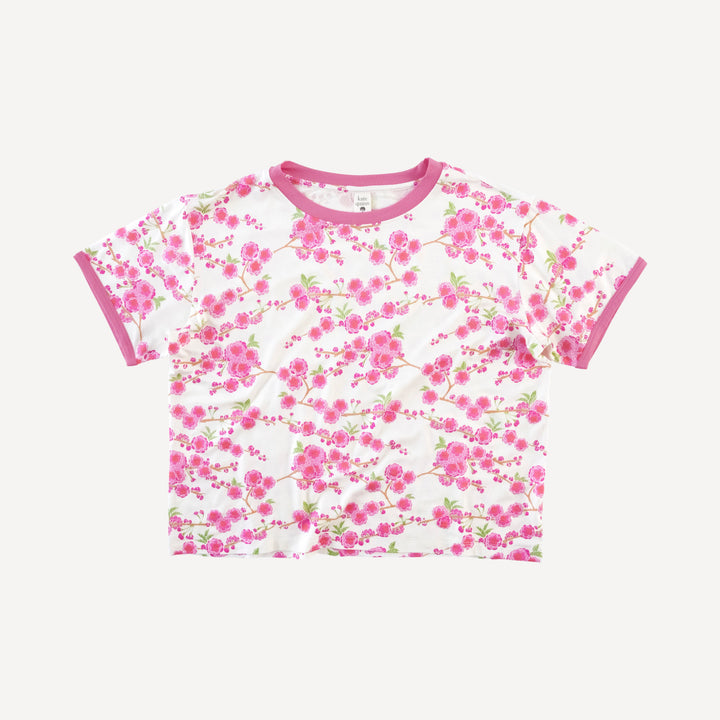 tween short sleeve ringer tee | pink cherry blossom | bamboo