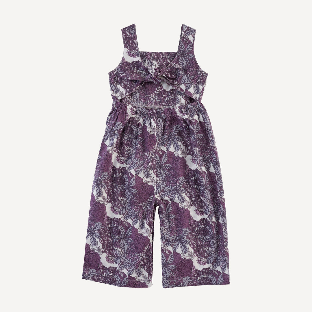 tie back jumpsuit | grape goldilocks floral | organic cotton woven