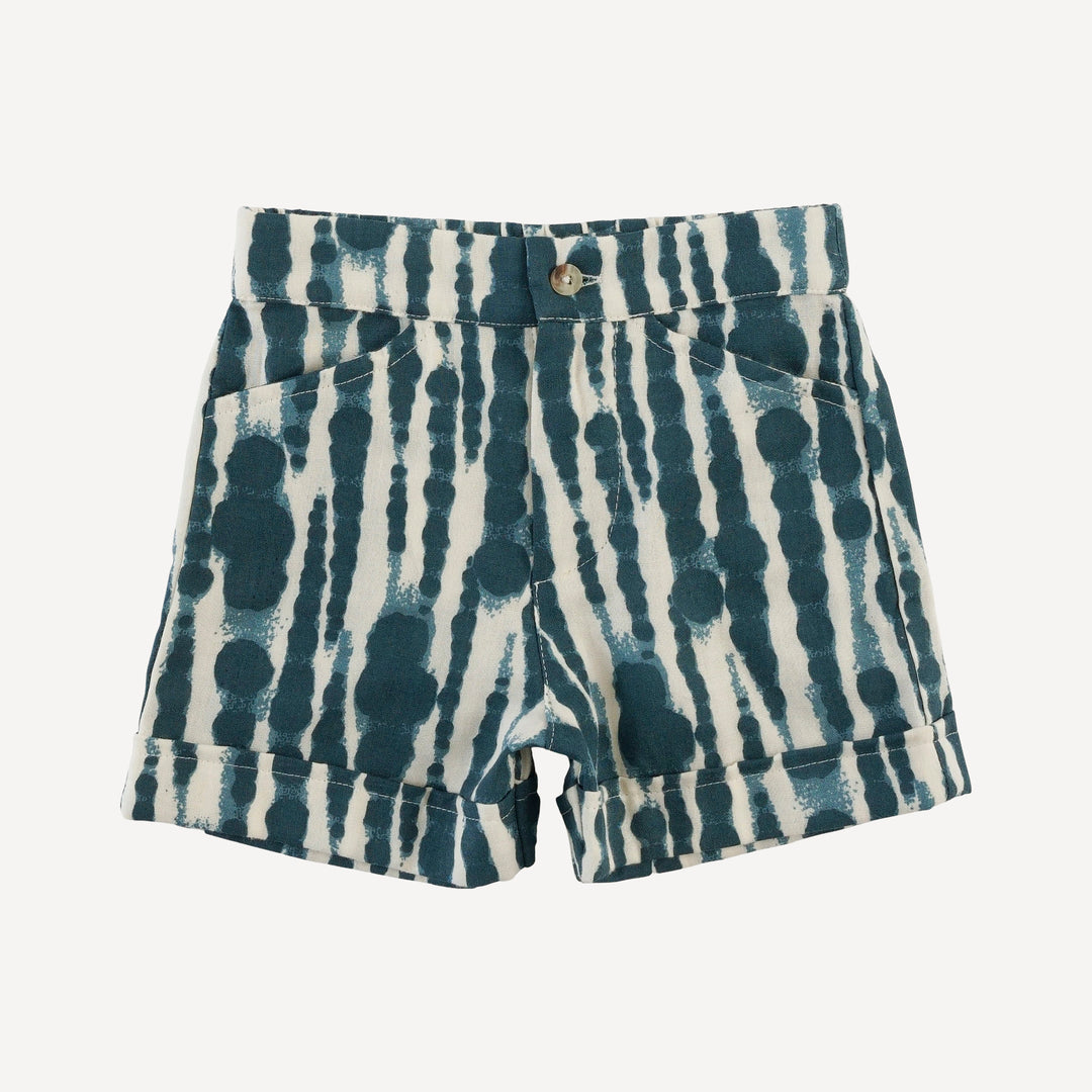 cuffed pocket short | tapestry water drops | organic cotton gauze