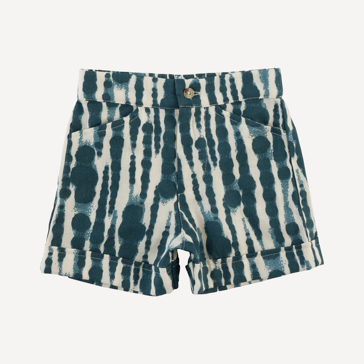 cuffed pocket short | tapestry water drops | organic cotton gauze
