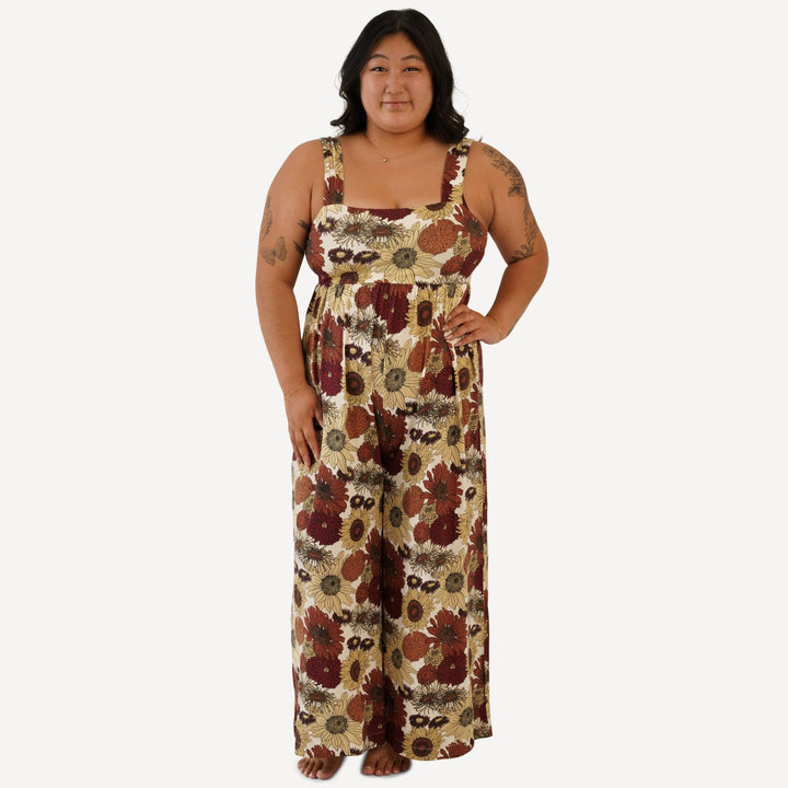 womens high waist jumpsuit | harvest sunflower | bamboo