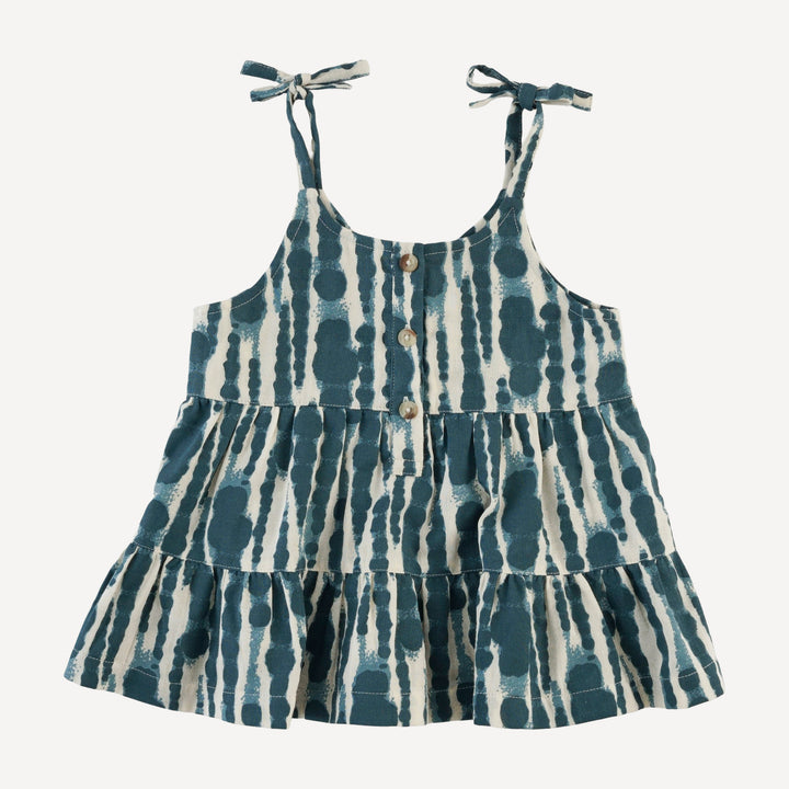 spaghetti tie prairie + bike short set | tapestry water drops | organic cotton gauze