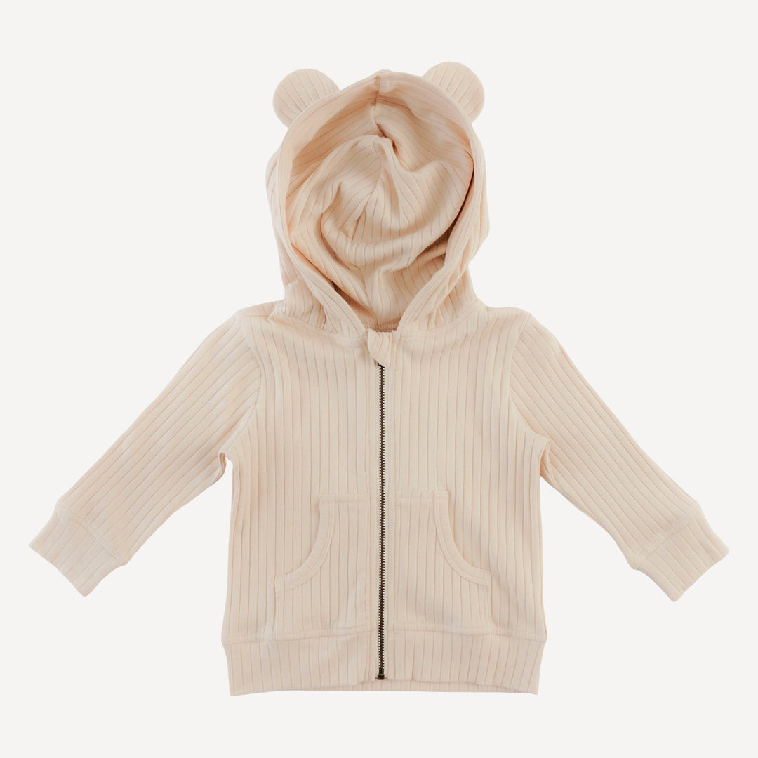 three bears zip hoodie | oatmeal | organic cotton wide rib