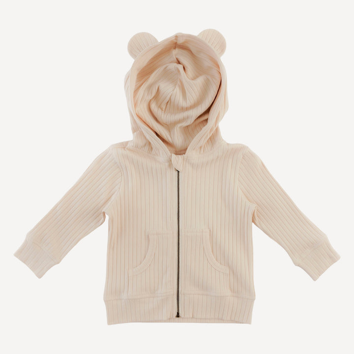 three bears zip hoodie | oatmeal | organic cotton wide rib