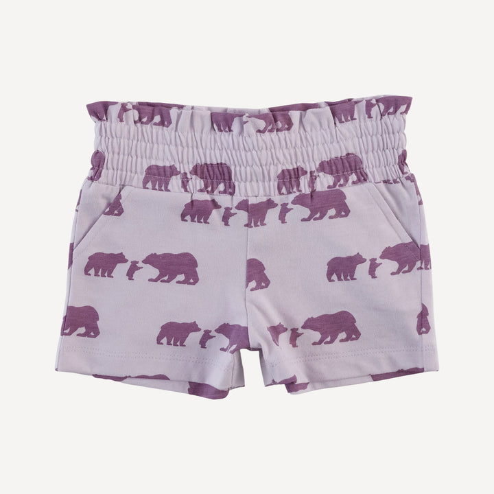 smocked short | three bears | organic cotton jersey