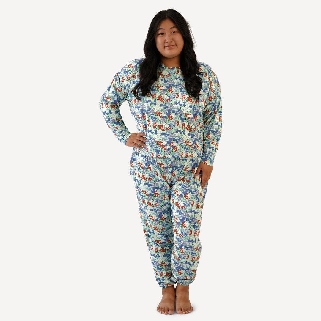 womens two piece jogger set | impressionist floral | bamboo