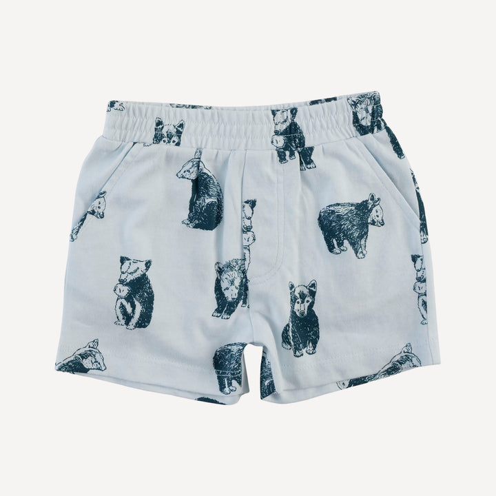 topstitch tank + relaxed short set | blue bear cubs | organic cotton jersey