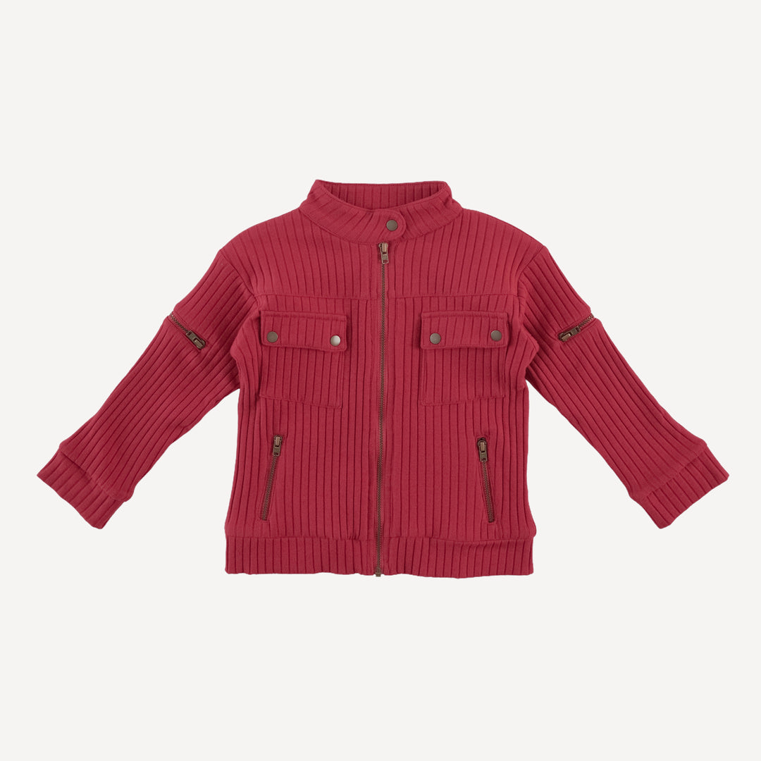 motorcycle jacket | savvy red | organic cotton wide rib