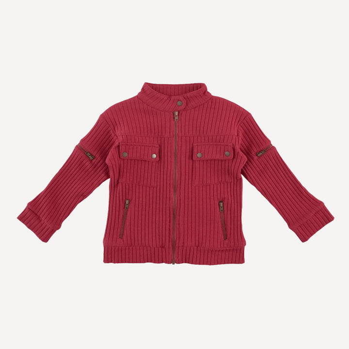 motorcycle jacket | savvy red | organic cotton wide rib