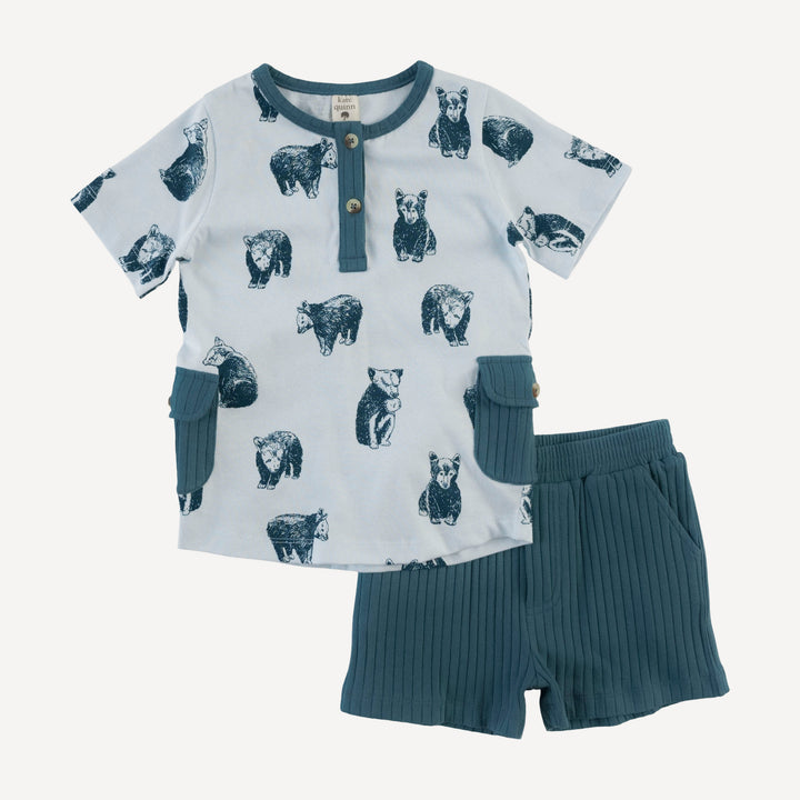 liam short set | blue bear cubs | organic cotton jersey