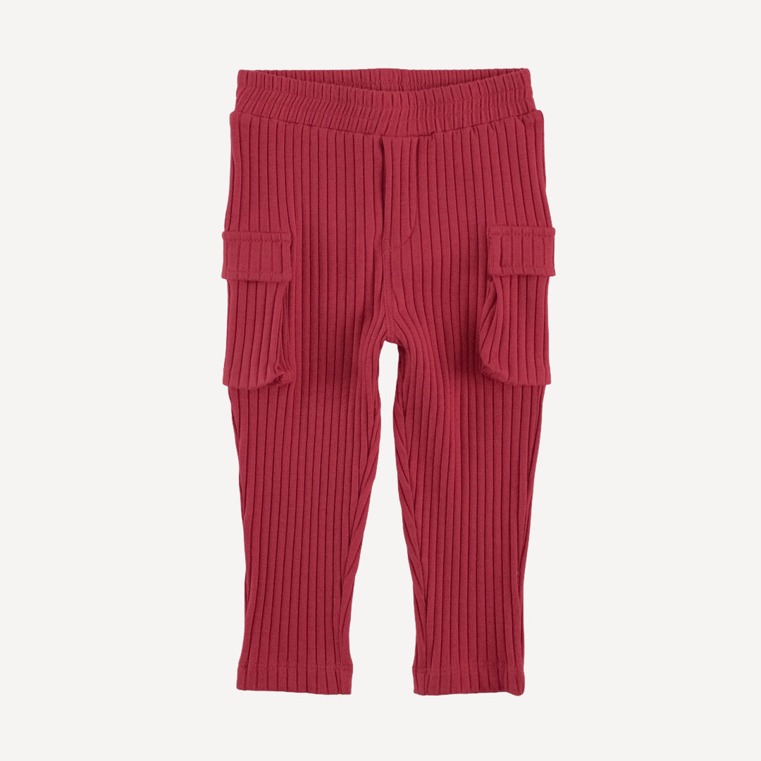 skinny cargo pant | savvy red | organic cotton wide rib