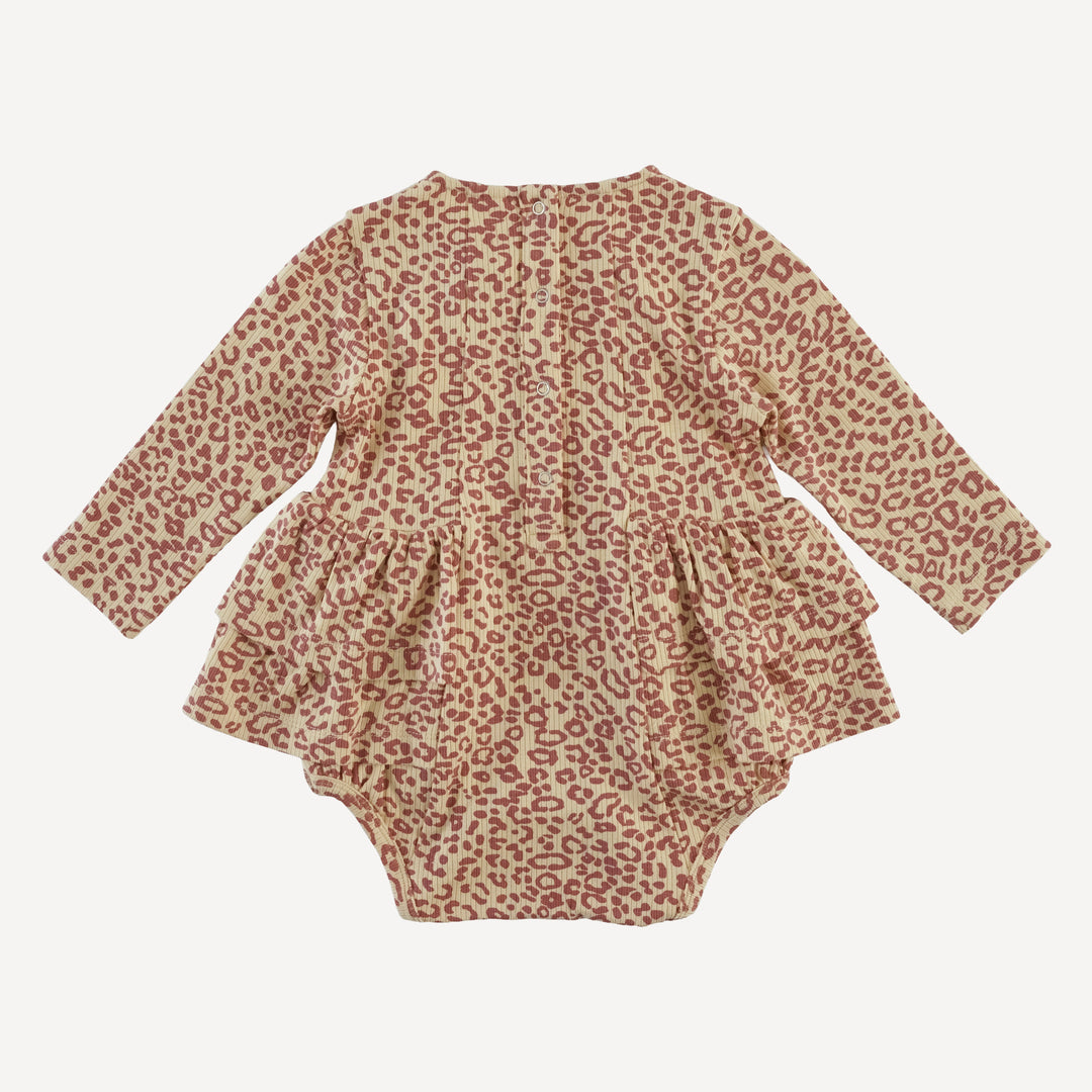 long sleeve double ruffle ballerina bubble | leopard print | modal skinny rib