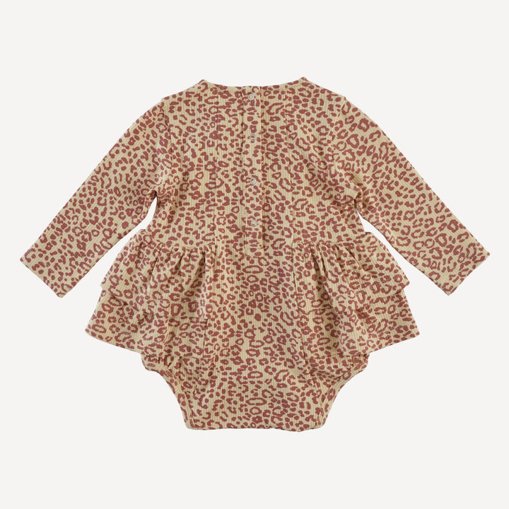 long sleeve double ruffle ballerina bubble | leopard print | modal skinny rib