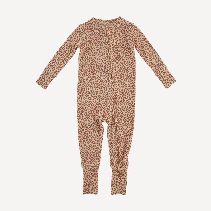 long sleeve convertible zippy pj | leopard print | modal skinny rib