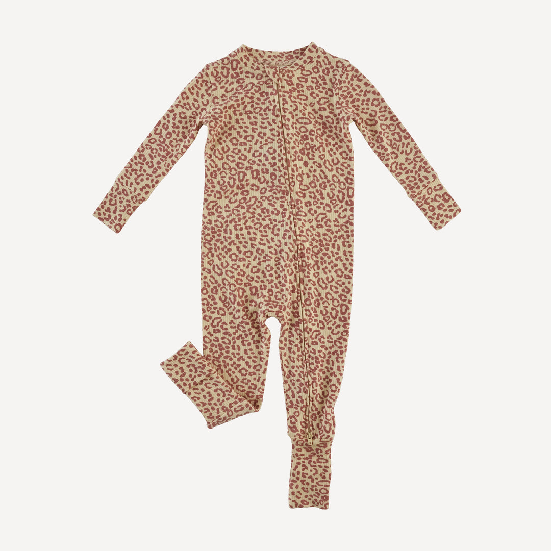 long sleeve convertible zippy pj | leopard print | modal skinny rib