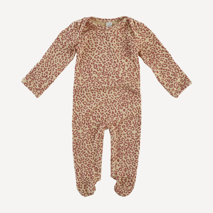 long sleeve lap neck footie | leopard print | modal skinny rib