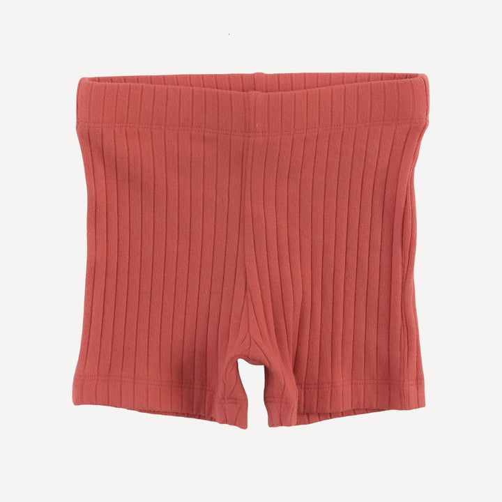 bike short | earthen red | organic cotton wide rib