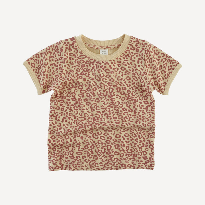 short sleeve ringer tee | leopard print | modal skinny rib