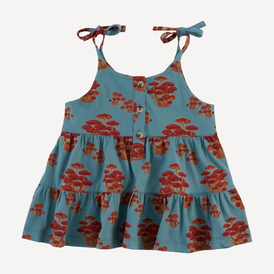 spaghetti tie prairie + bike short set | red mushroom bunch | organic cotton jersey