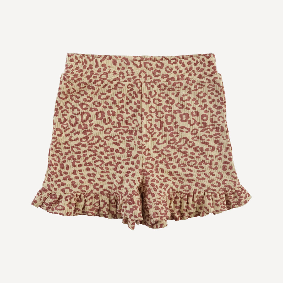 spaghetti tie ballerina top + ruffle short set | leopard print | modal skinny rib