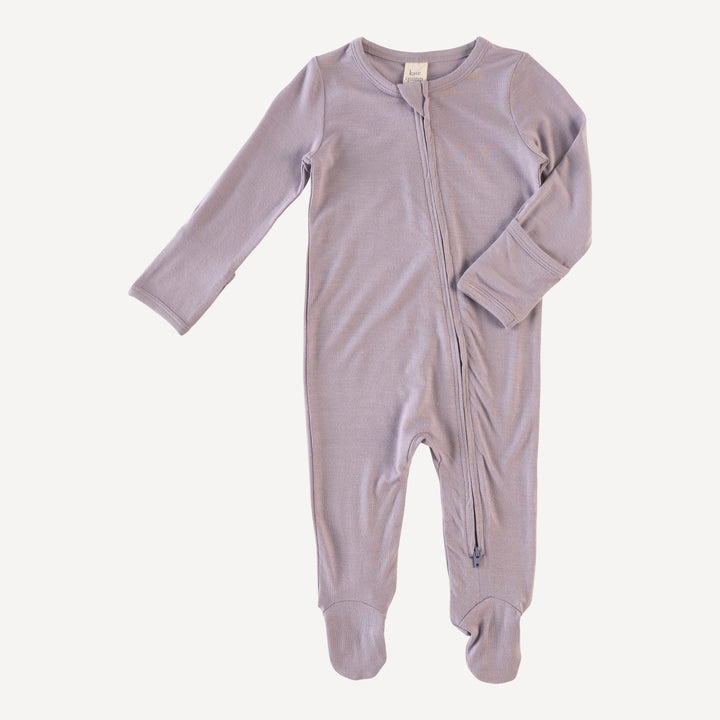 long sleeve zipper footie | lavender dust | lenzing modal