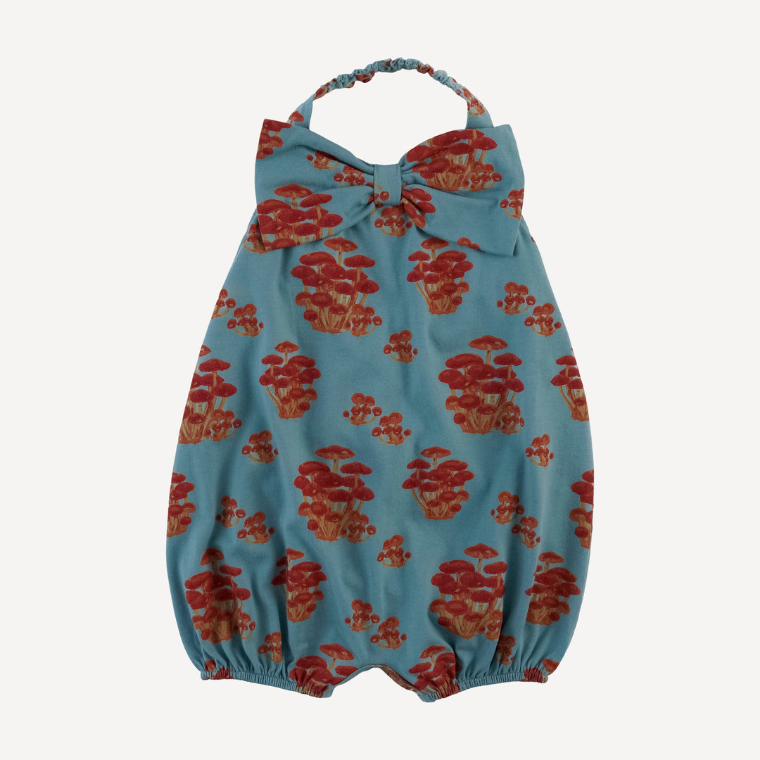 halter bow bubble | red mushroom bunch | organic cotton jersey