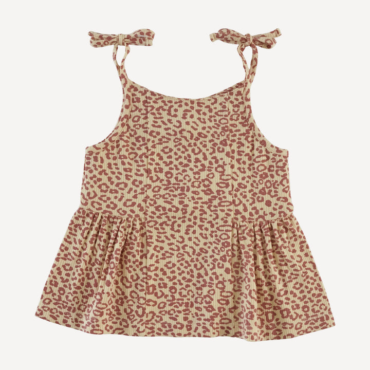spaghetti tie ballerina top + ruffle short set | leopard print | modal skinny rib