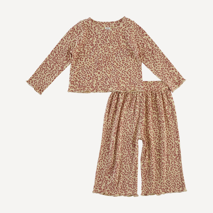 long sleeve jade set | leopard print | modal skinny rib