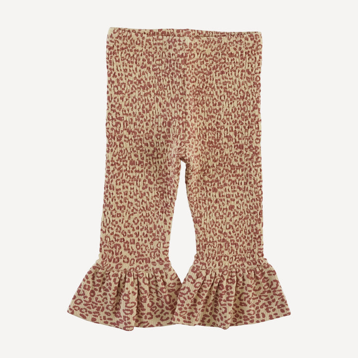 long sleeve smocked ruffle top + pant set | leopard print | modal skinny rib