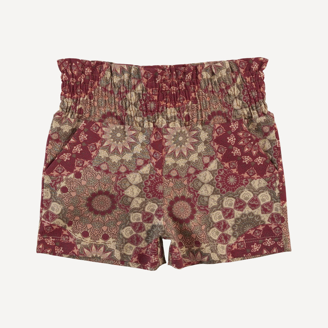 smocked short | earthen mandala | organic cotton jersey