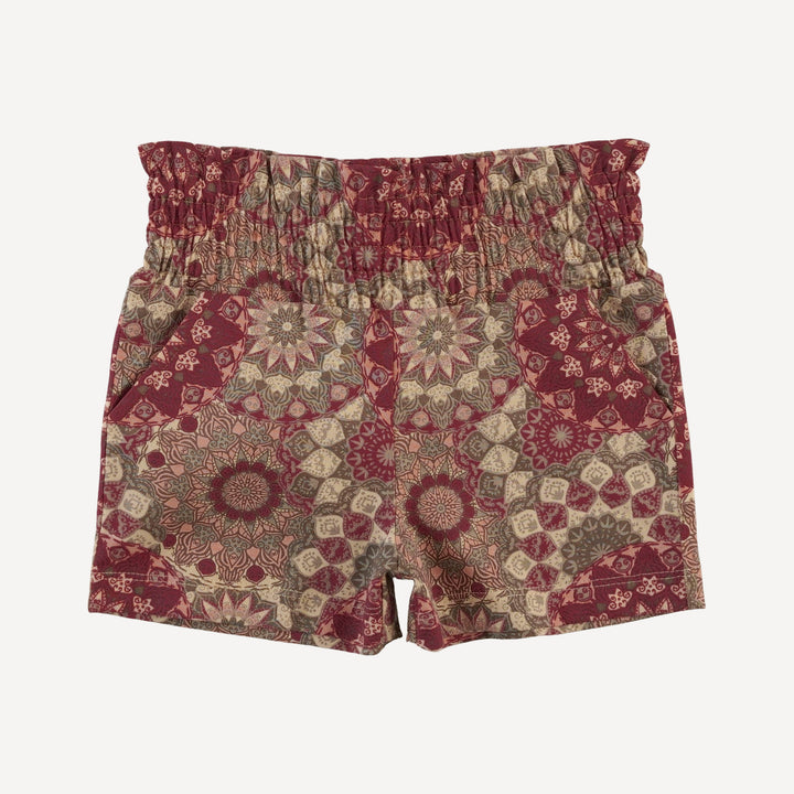 smocked short | earthen mandala | organic cotton jersey