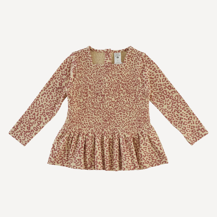 long sleeve smocked ruffle top + pant set | leopard print | modal skinny rib