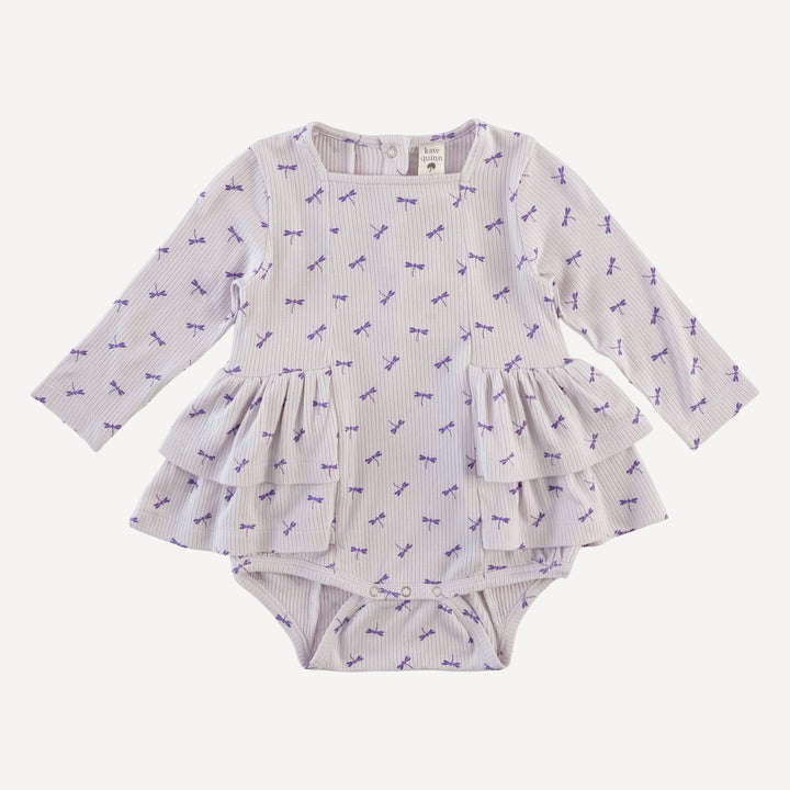 long sleeve double ruffle ballerina bubble | tiny dragonfly | modal skinny rib