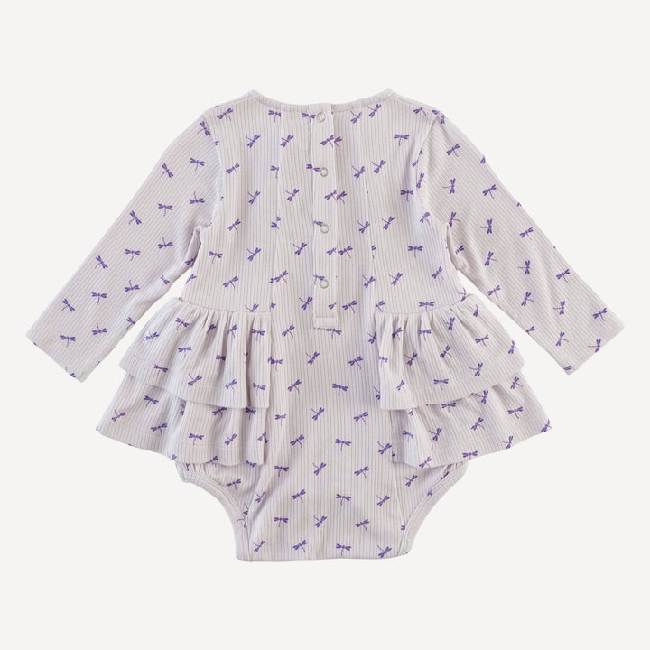long sleeve double ruffle ballerina bubble | tiny dragonfly | modal skinny rib