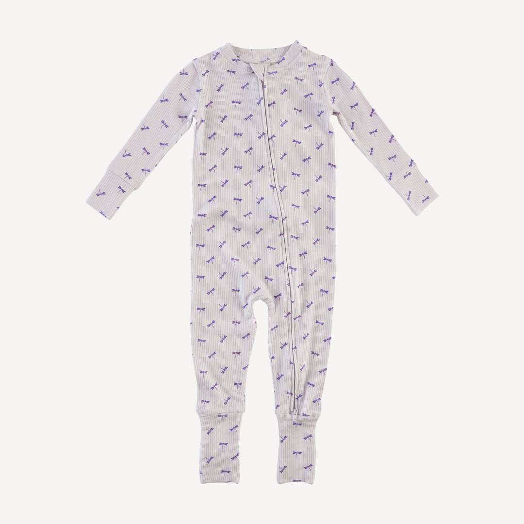 long sleeve convertible zippy pj | tiny dragonfly | modal skinny rib