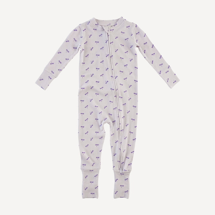 long sleeve convertible zippy pj | tiny dragonfly | modal skinny rib