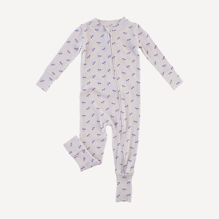 long sleeve convertible zippy pj | tiny dragonfly | modal skinny rib