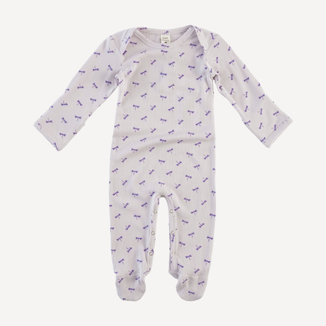 long sleeve lap neck footie | tiny dragonfly | modal skinny rib