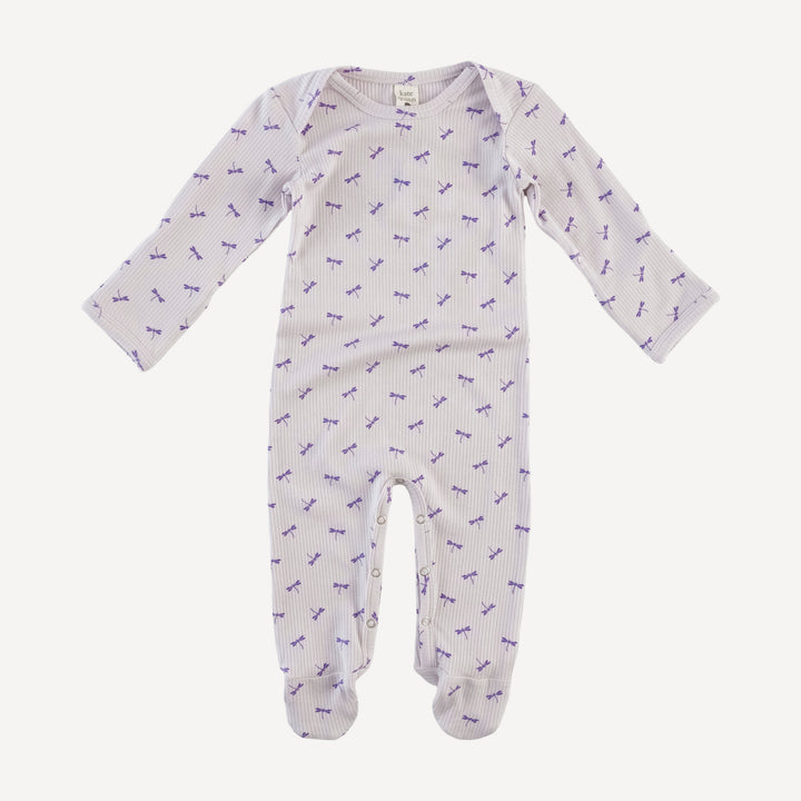 long sleeve lap neck footie | tiny dragonfly | modal skinny rib