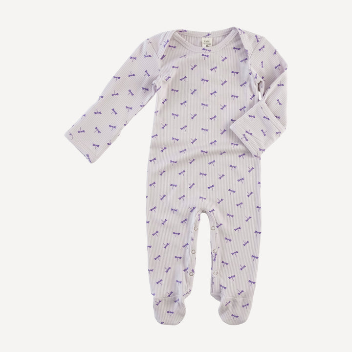 long sleeve lap neck footie | tiny dragonfly | modal skinny rib