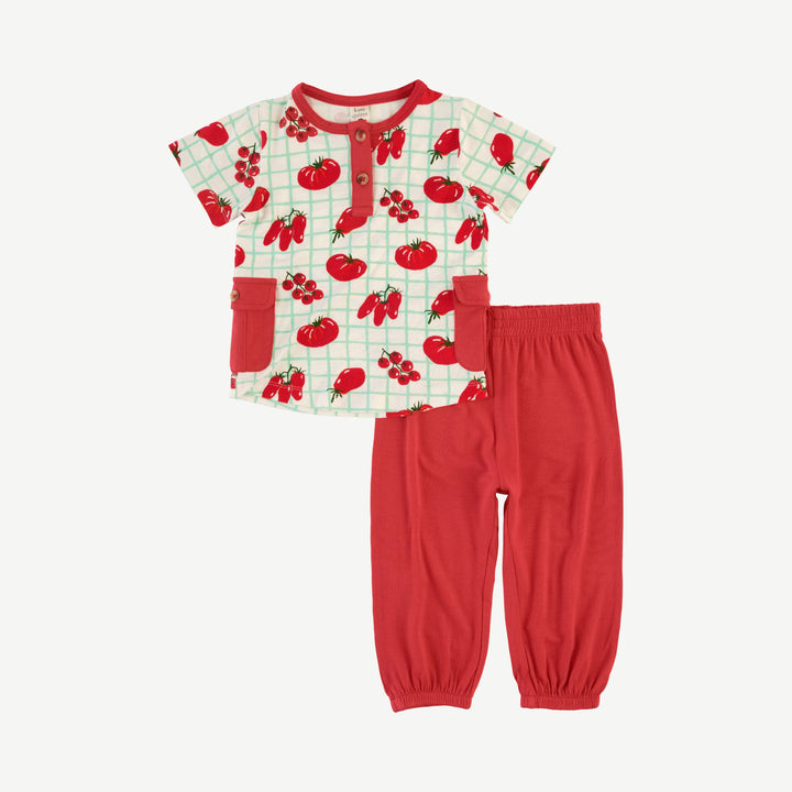 short sleeve cargo pocket tee + relaxed jogger set | pomadoro | bamboo