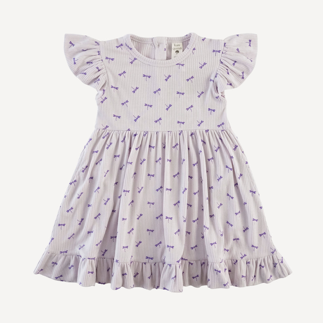 flutter sleeve pinafore dress | tiny dragonfly | modal skinny rib